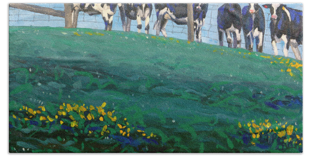 430 Beach Towel featuring the painting Distant Pastures by Phil Chadwick