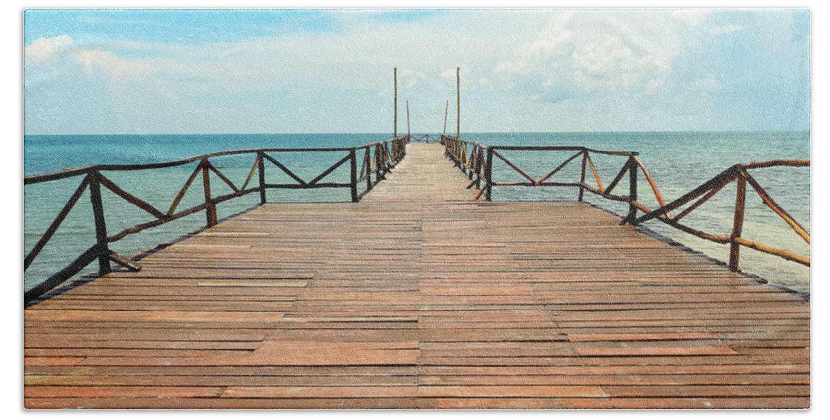 Skyline Beach Sheet featuring the photograph Dock to infinity by Silvia Marcoschamer