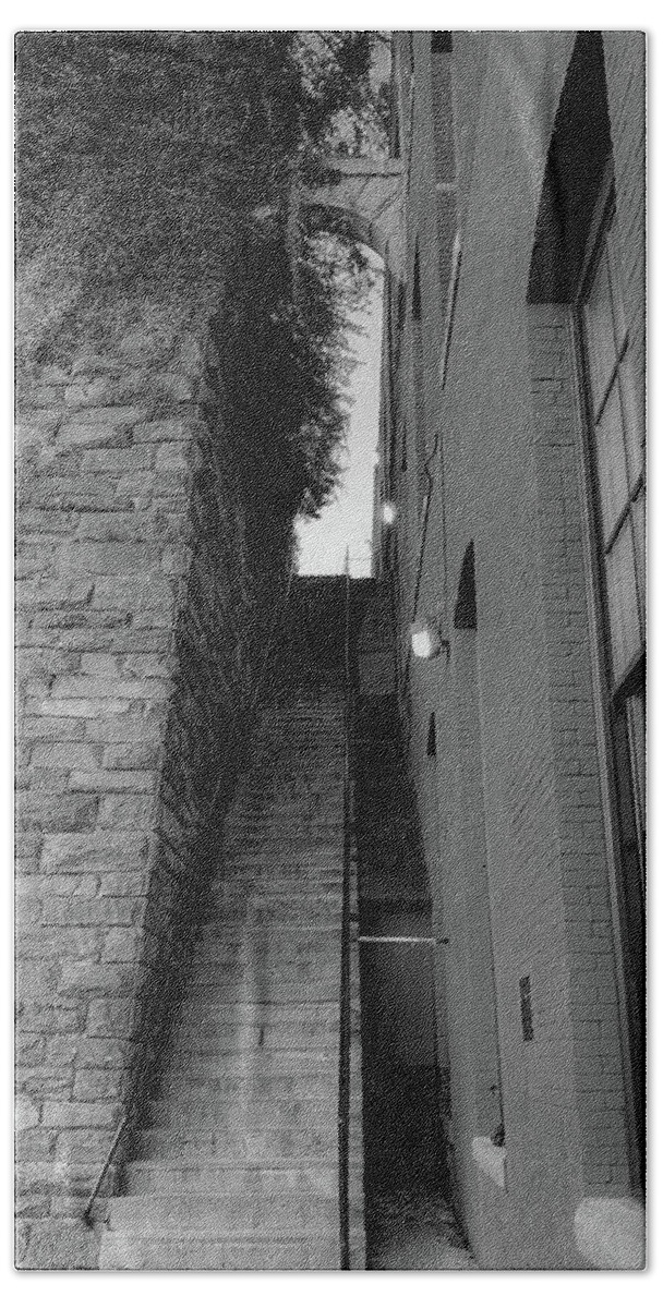 Exorcist Stairs Beach Sheet featuring the photograph Does Evil Lurk Above? by Lora J Wilson