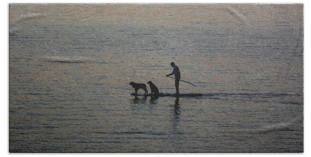 Paddleboard Beach Towel featuring the photograph Dog Joy by Douglas Wielfaert