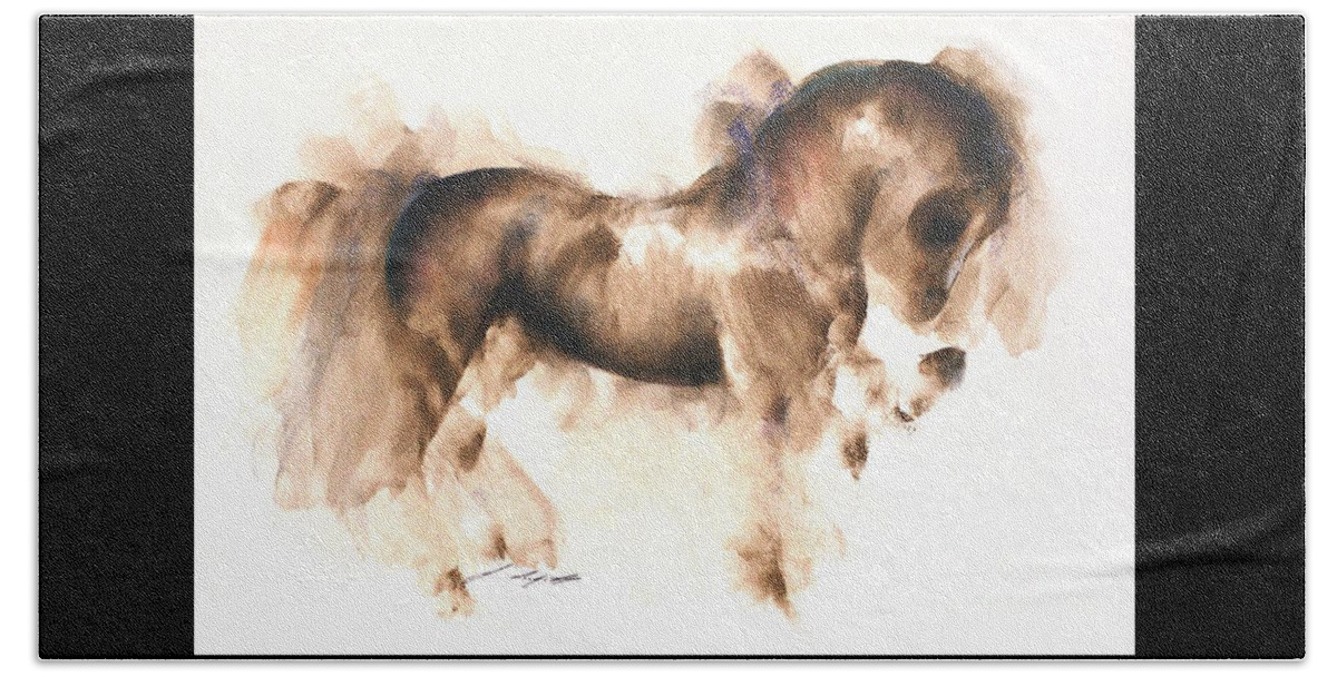 Horse Painting Beach Towel featuring the painting Meduka by Janette Lockett