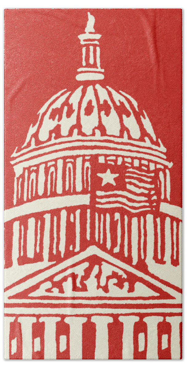 America Beach Towel featuring the drawing Dome of a Capitol Building by CSA Images