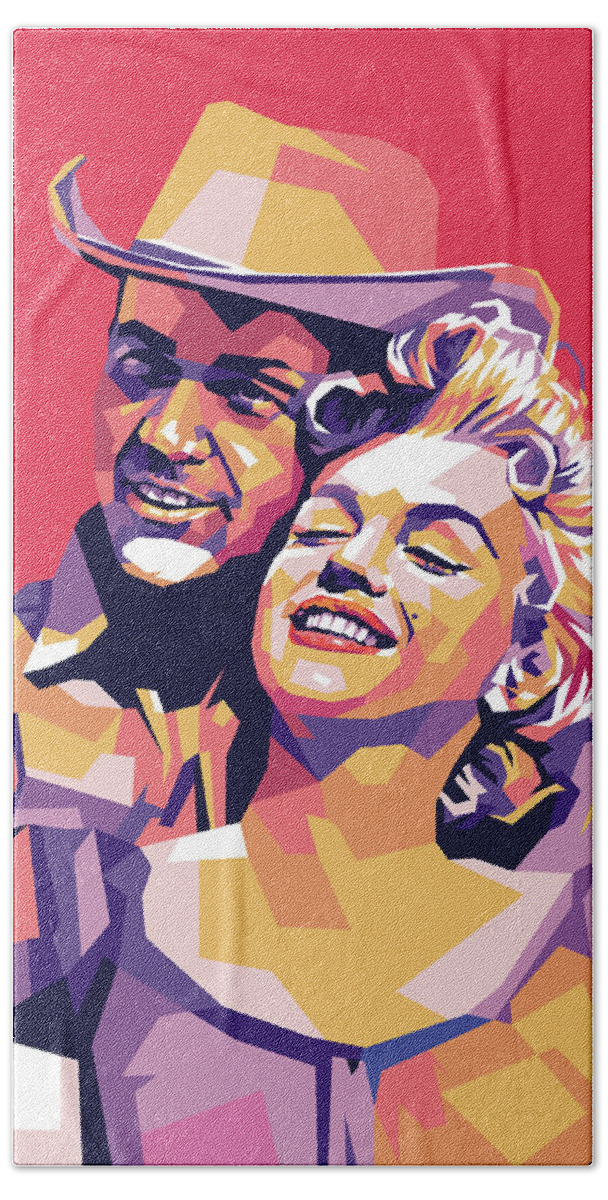 Don Beach Towel featuring the digital art Don Murray and Marilyn Monroe by Movie World Posters