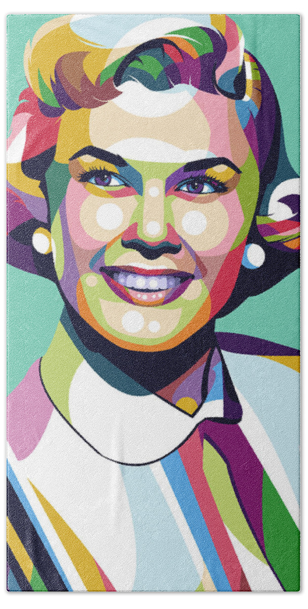 Doris Day Beach Towel featuring the digital art Doris Day by Movie World Posters