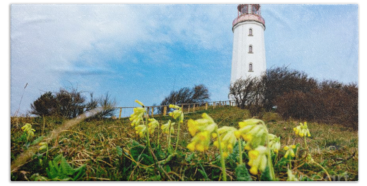 Lighthouse Beach Towel featuring the photograph Dornbusch lighthouse on Hiddensee Island, Germany. by Michal Bednarek