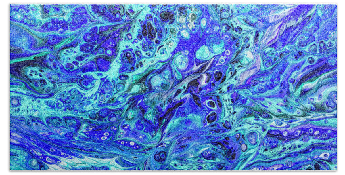 Poured Acrylics Beach Towel featuring the painting Dream in Purple and Green by Lucy Arnold
