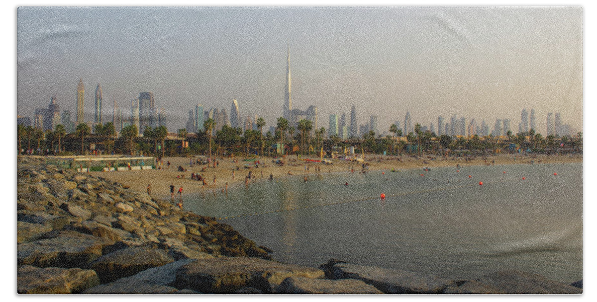 Skyline City Beach Towel featuring the photograph Dubai Skyline by Rocco Silvestri