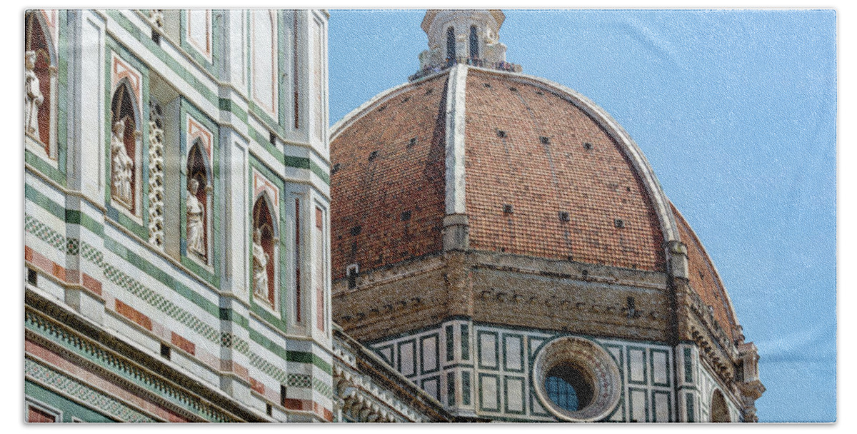 Duomo Beach Towel featuring the photograph Duomo Detail, Florence by Marcy Wielfaert