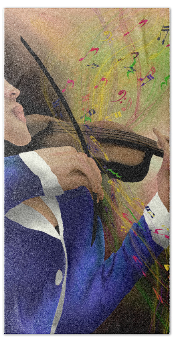 Violin Beach Towel featuring the digital art Dusting off the Violin by April Burton