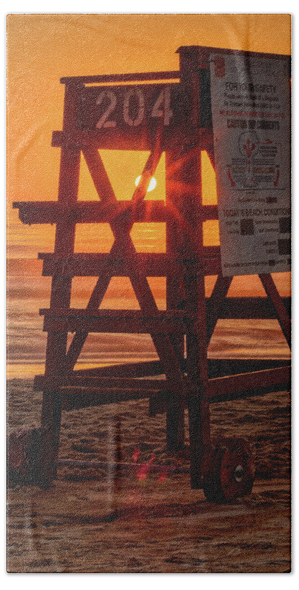 Sunset Beach Towel featuring the photograph Early Rise Lifegaurd by Dillon Kalkhurst