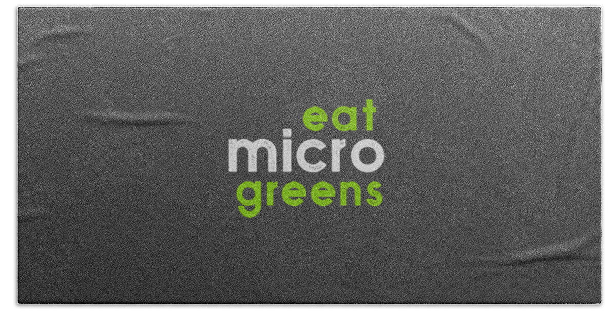  Beach Towel featuring the drawing Eat microgreens - green and gray by Charlie Szoradi