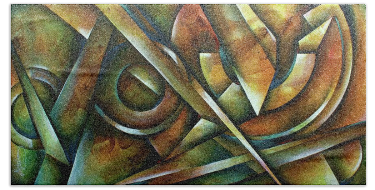 Geometric Beach Towel featuring the painting Edges by Michael Lang
