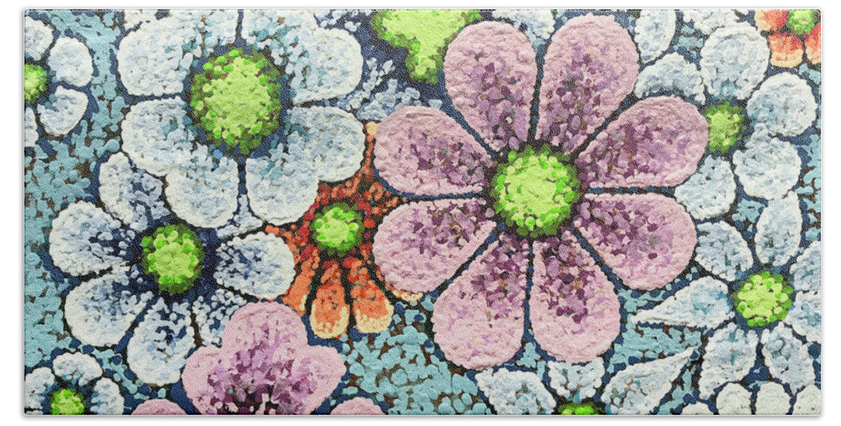 Floral Beach Sheet featuring the painting Efflorescent 1 by Amy E Fraser