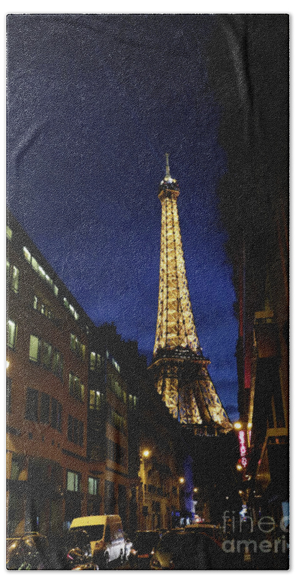 Effel Tower Beach Towel featuring the photograph Eiffel Tower at Night by Steven Spak
