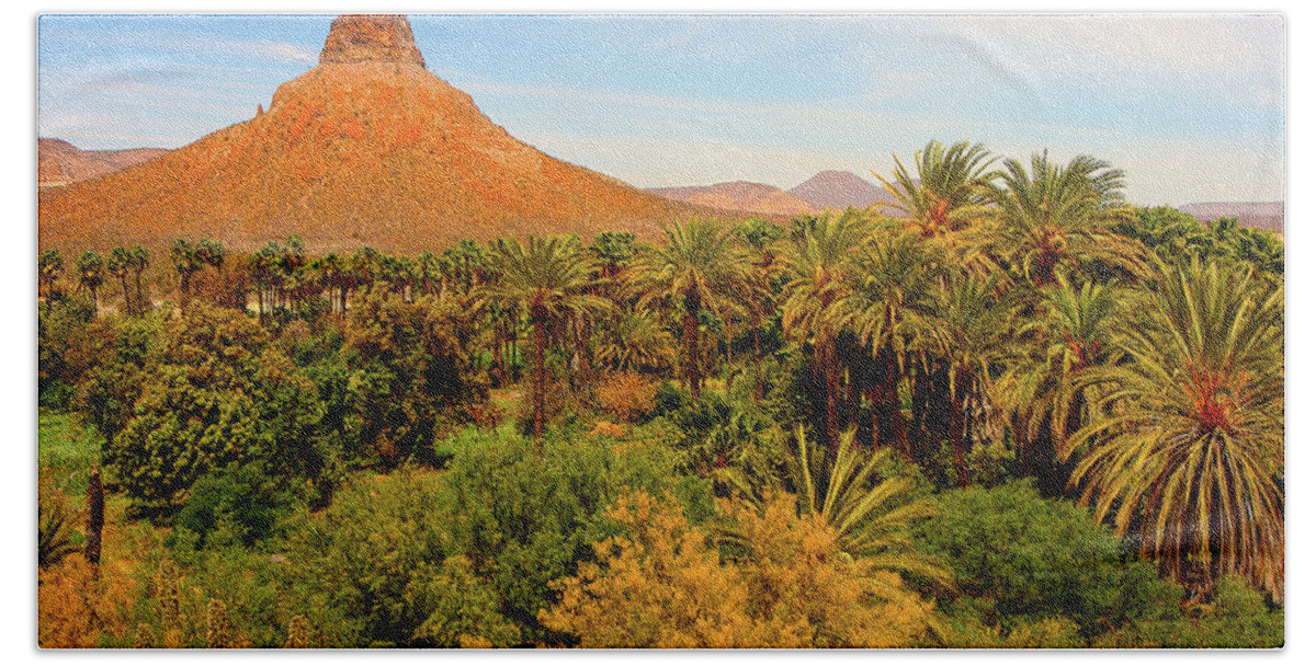 Desert Beach Towel featuring the photograph El Purisimo Butte, Baja Sur, Mx by Robert McKinstry