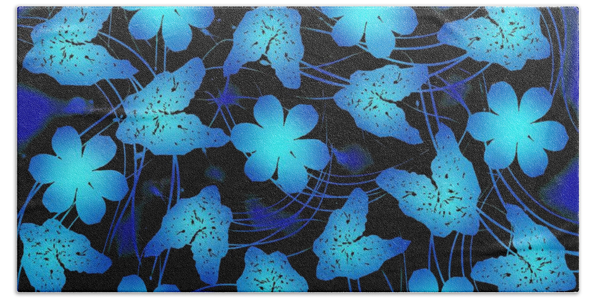 Electric Beach Towel featuring the mixed media Electric Blue Floral by Rachel Hannah