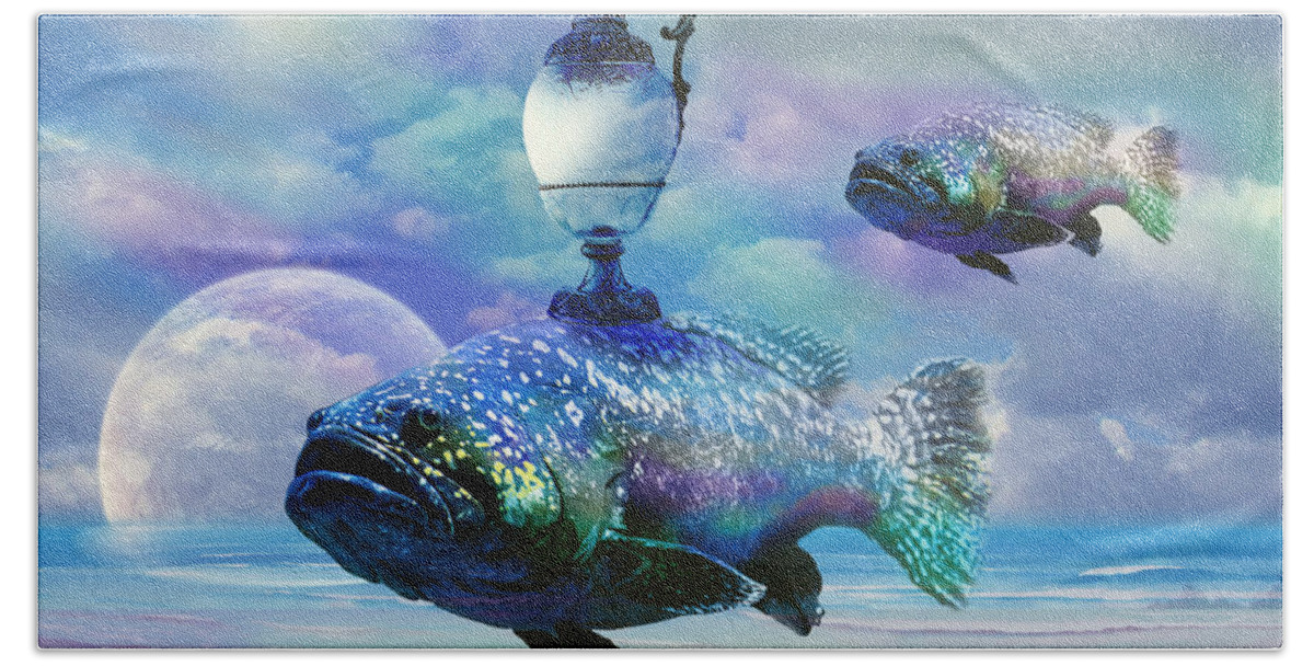 Fish Beach Towel featuring the digital art Elixir of eternal life by Alexa Szlavics