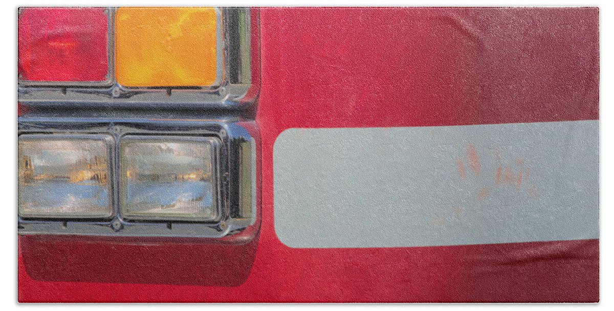 Red Emergency Vehicle Beach Towel featuring the photograph Emergency Vehicle #2 by Kae Cheatham