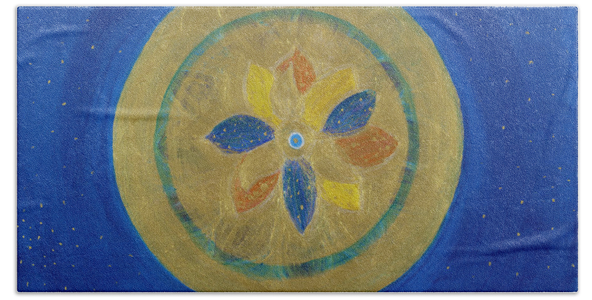 Mandala Beach Towel featuring the painting Emerging Lotus by Santana Star