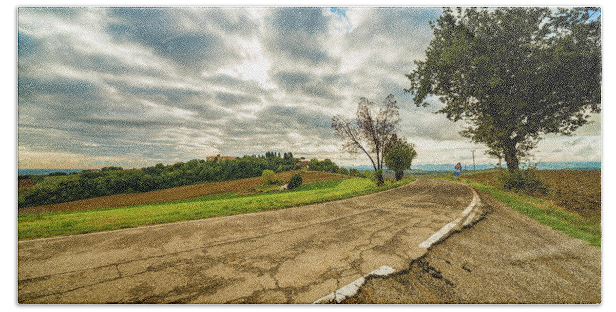 Emilia Beach Towel featuring the photograph Emilia Romagna, Italy, fields on hills by Vivida Photo PC