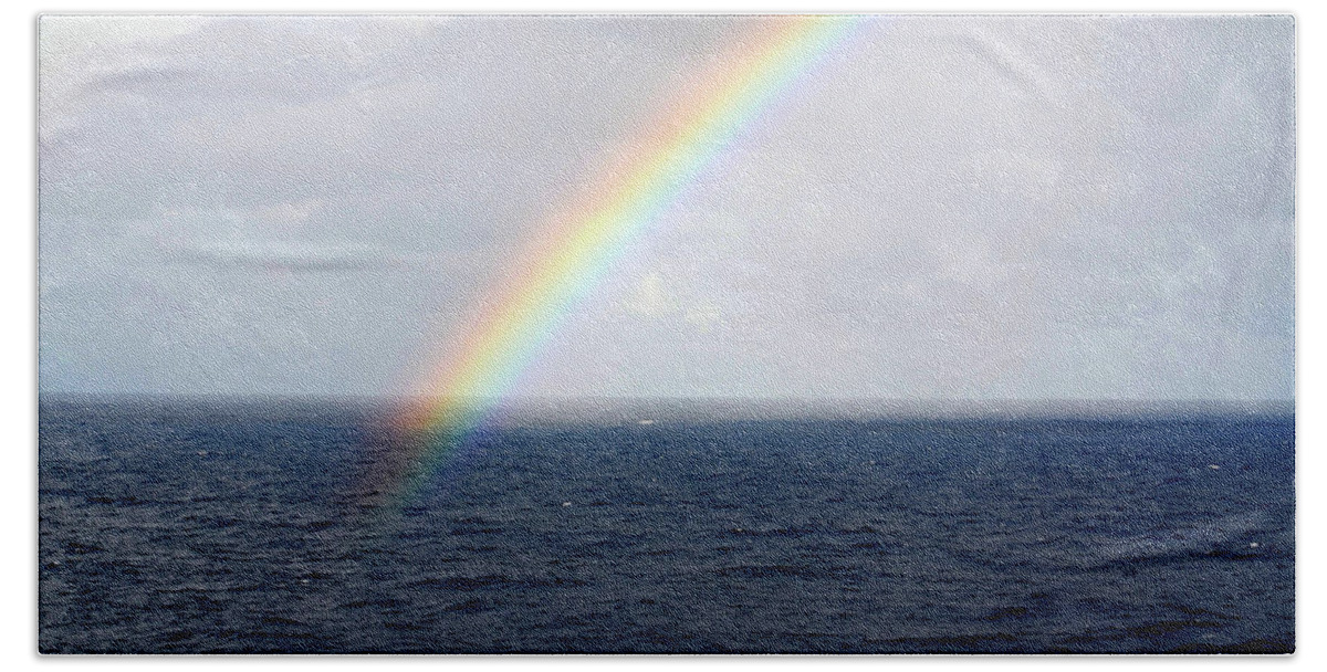 Ocean Beach Sheet featuring the photograph Rainbow's End by Richard Ortolano