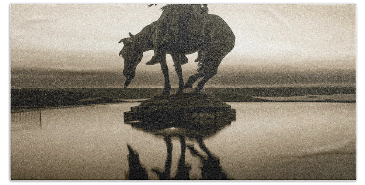 America Beach Towel featuring the photograph End of the Trail at Top of the Rock - Sepia II by Gregory Ballos