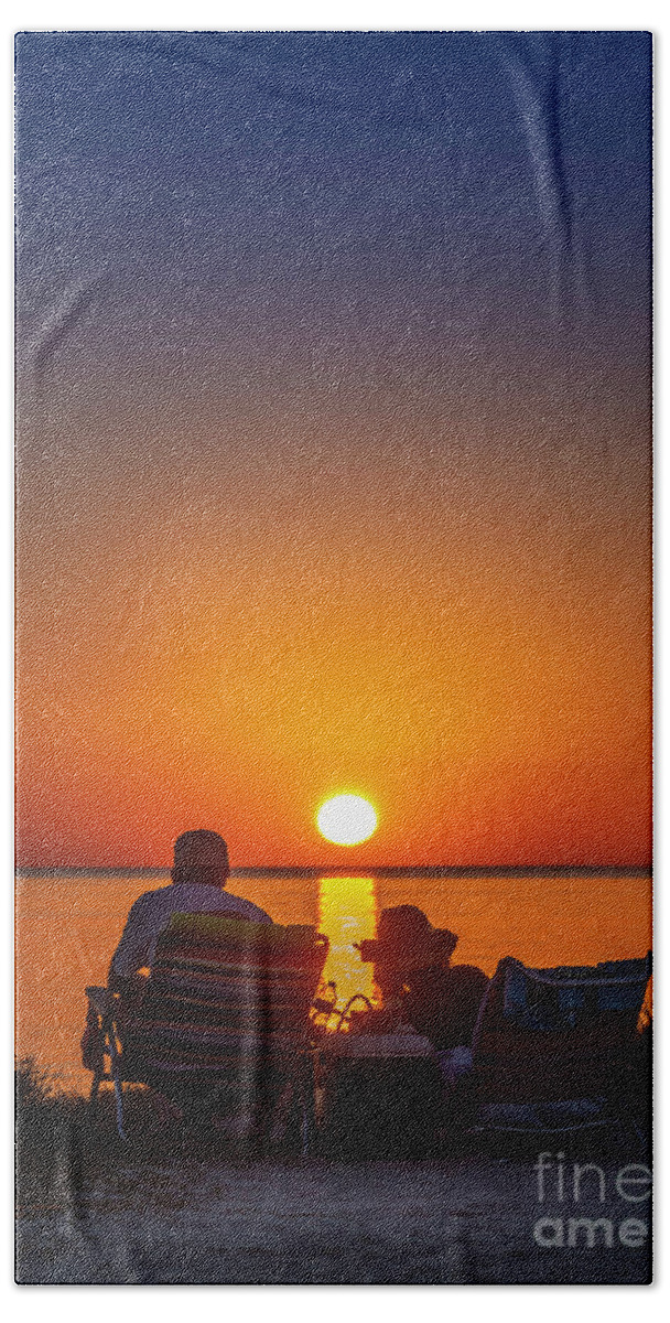 Sea Beach Towel featuring the photograph Enjoying The Sunset by Marvin Spates