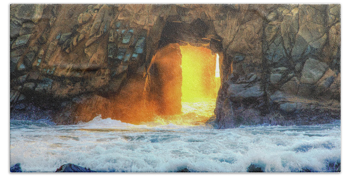 Big Sur Beach Sheet featuring the photograph Enter The Light by Francine Collier
