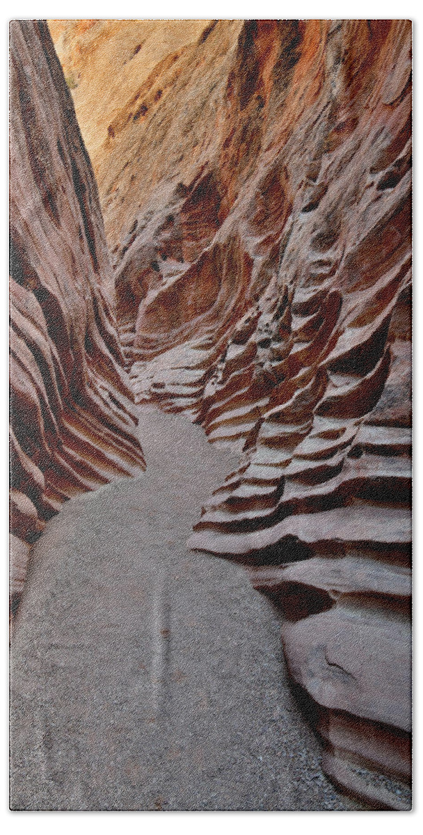 Little Wild Horse Canyon Beach Towel featuring the photograph Erosion in Little Wild Horse Canyon in Utah by Ray Mathis