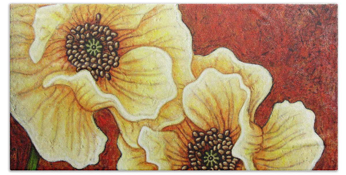 Poppy Beach Towel featuring the painting Evening Embers by Amy E Fraser