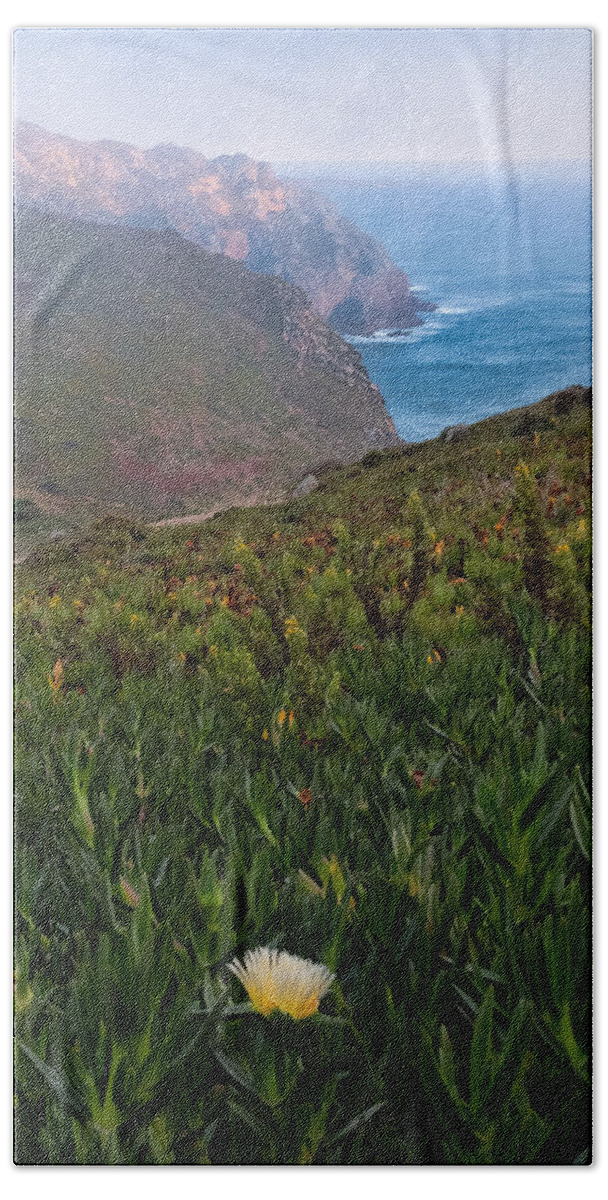 Evening Beach Towel featuring the photograph Evening Fog at Cabo da Roca, Portugal by Roberta Kayne