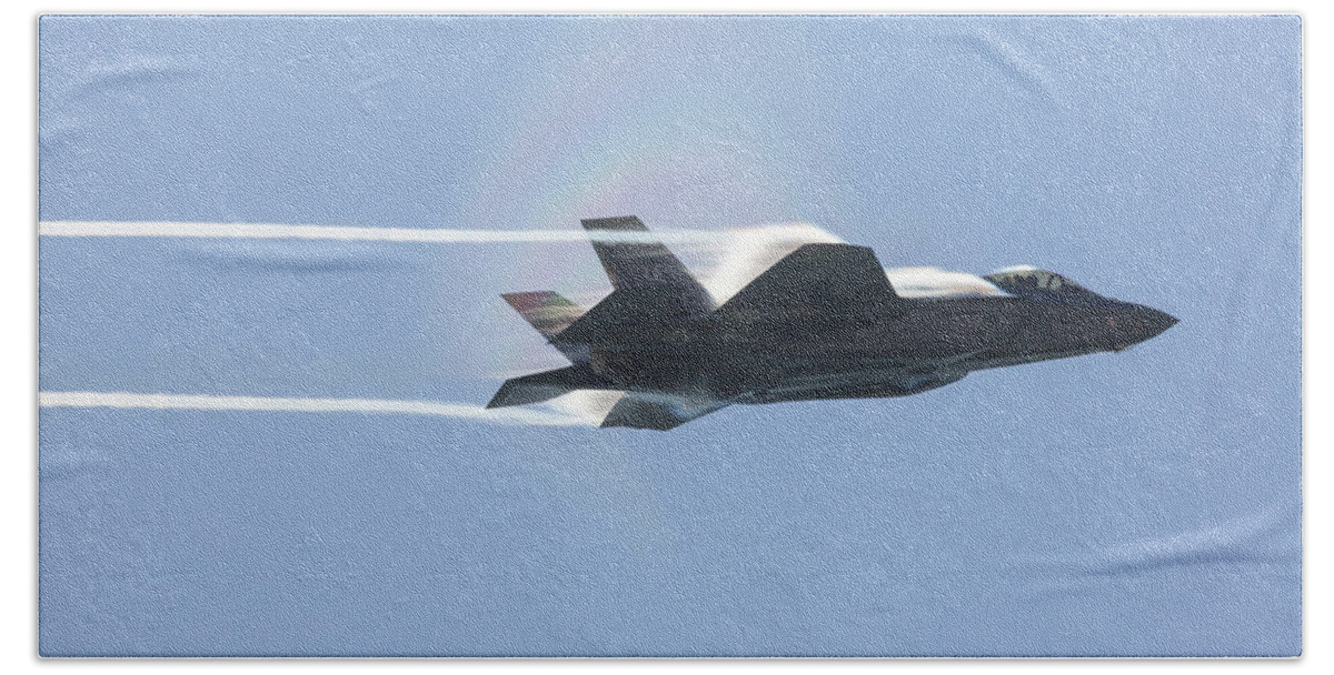 F-35 Beach Towel featuring the photograph F-35 with Vapor by John Daly