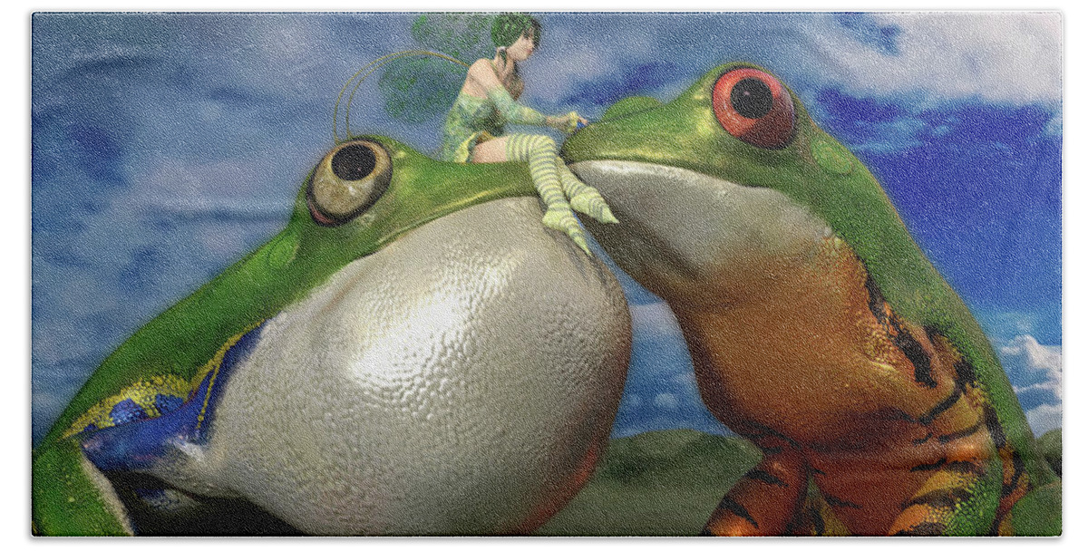 Frog Beach Towel featuring the digital art Fairy Tale Frogs by Betsy Knapp
