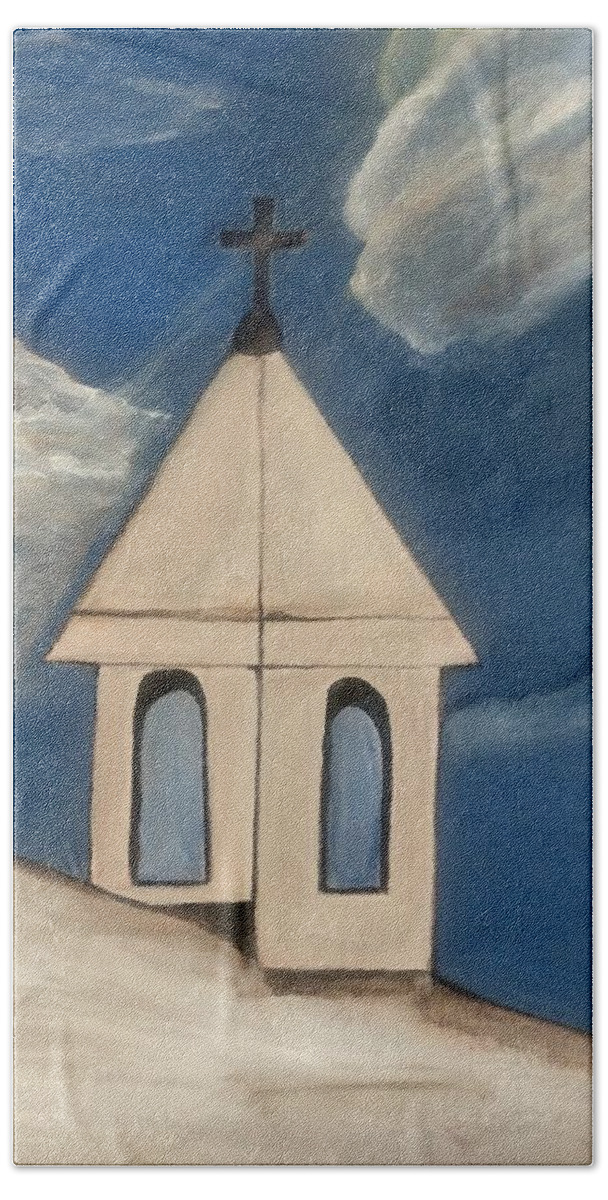 Church Beach Towel featuring the painting Faith by April Clay