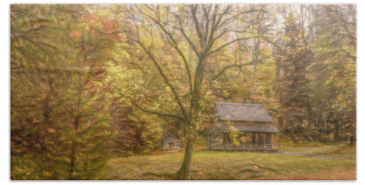 Cades Cove Beach Towel featuring the photograph Fall at Henry Whitehead's Place by Marcy Wielfaert