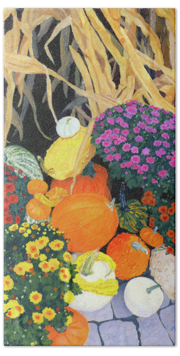 Fall Beach Towel featuring the painting Fall Bounty by Lynne Reichhart