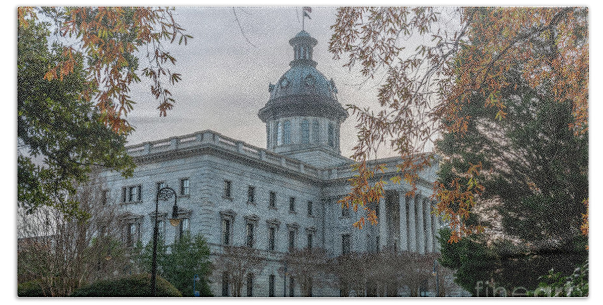 South Carolina State House Beach Towel featuring the photograph Fall Colors - State Capitol by Dale Powell