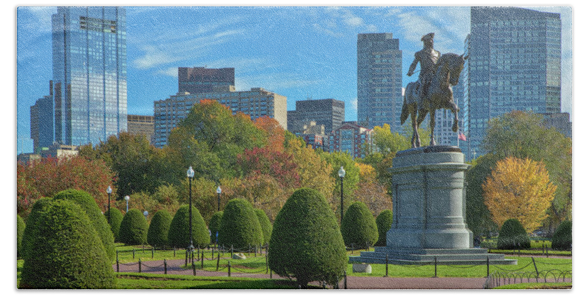 Boston Fall Foliage Beach Towel featuring the photograph Fall Foliage Colors at the Boston Public Garden by Juergen Roth