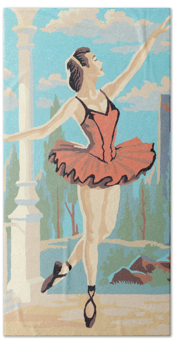 Adult Beach Towel featuring the drawing Female ballet dancer by CSA Images