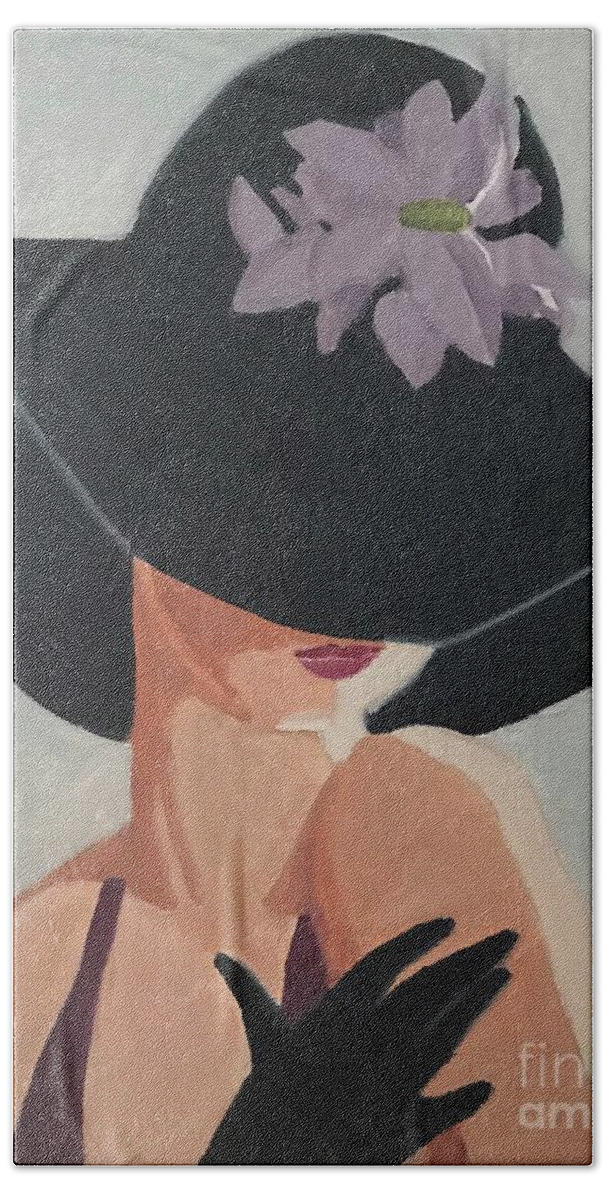 Original Art Work Beach Towel featuring the painting Femme Fatale #1/3 by Theresa Honeycheck