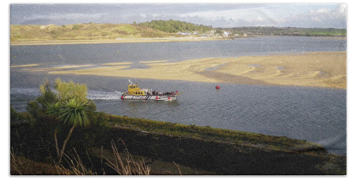 Ferry Beach Towel featuring the photograph Ferry Boat River Camel Padstow Cornwall by Richard Brookes