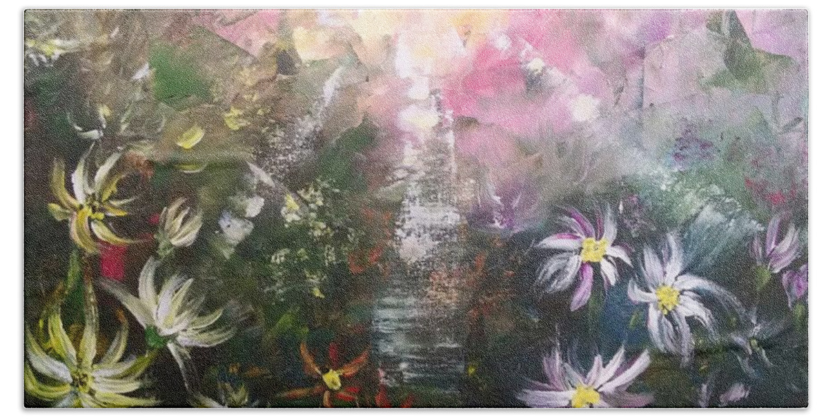 Wildflowers Beach Towel featuring the painting Field of Wildflowers 4 - Garden of God by Helian Cornwell