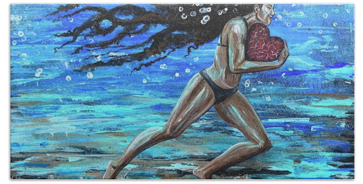 Runner Beach Towel featuring the painting Fight the fine fight of the faith by Artist RiA