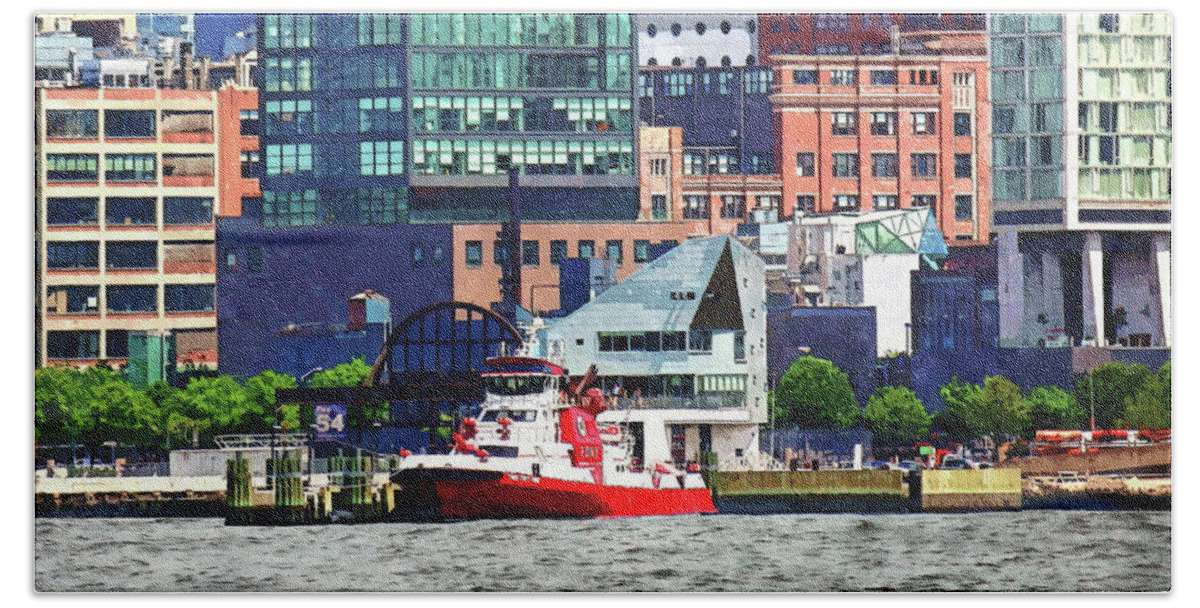 Boat Beach Towel featuring the photograph Fireman - New York Fire Boat by Susan Savad