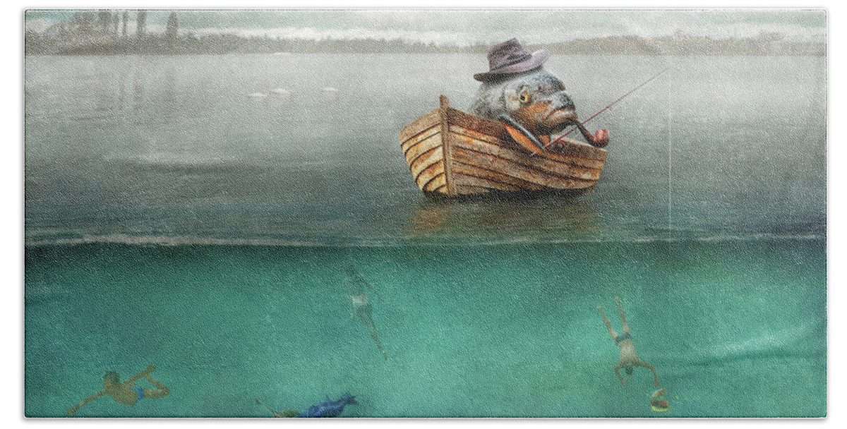 Fishing - Catch of the day Beach Towel by Mike Savad - Mike Savad - Artist  Website