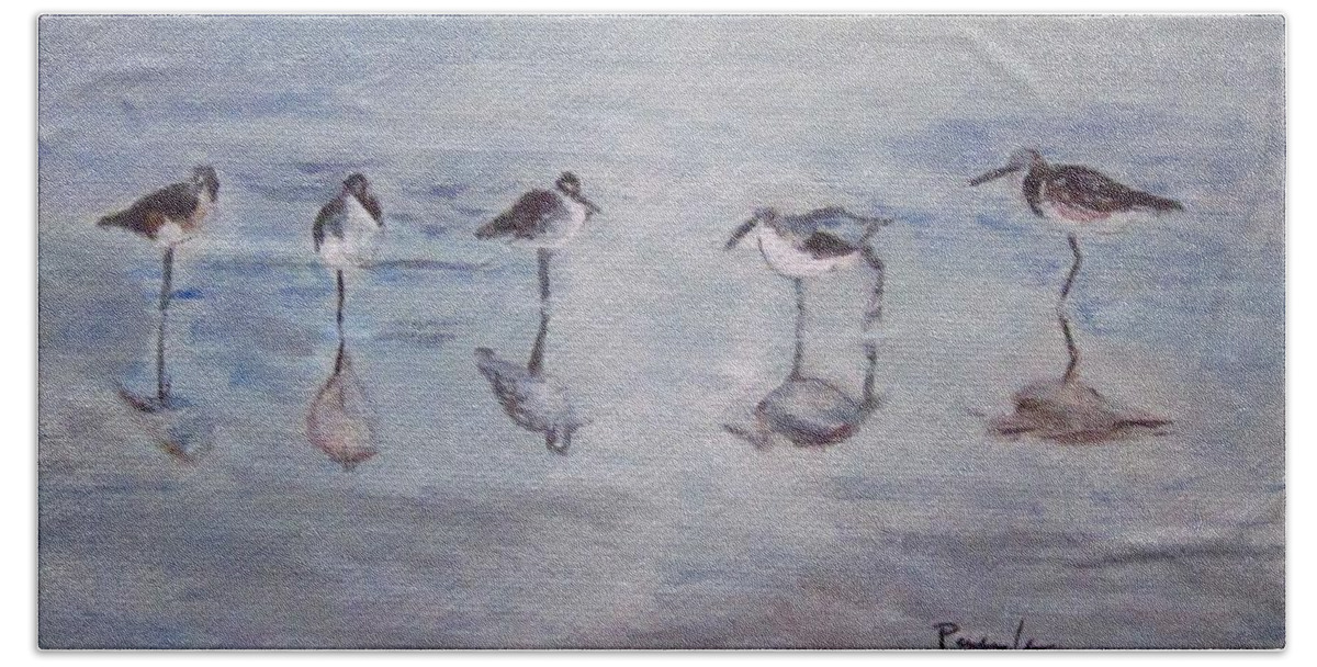 Painting Beach Towel featuring the painting Five Little Shadows by Paula Pagliughi