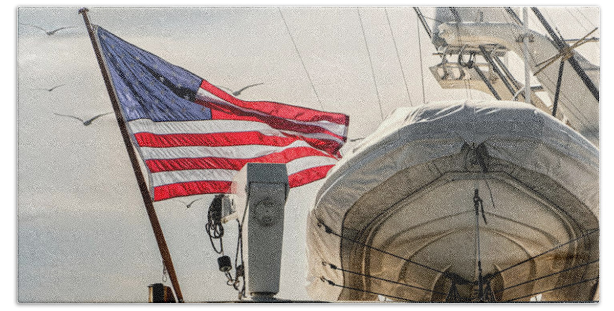 Boat Beach Towel featuring the photograph Flags 4 by Bill Chizek