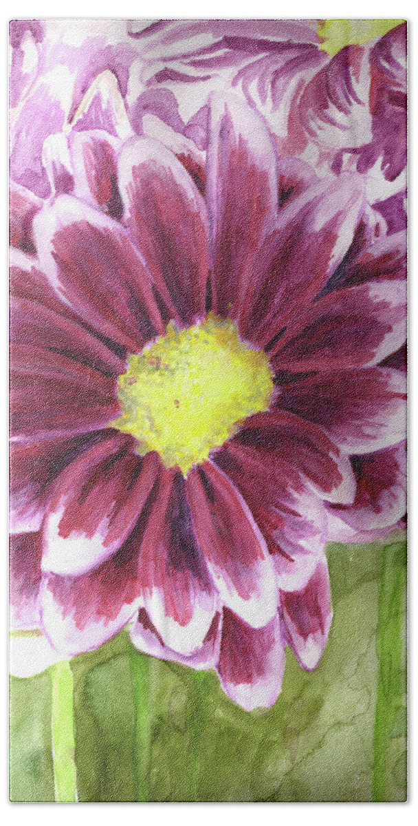 Watercolor Painting Beach Towel featuring the painting Flor by Jeremy Robinson