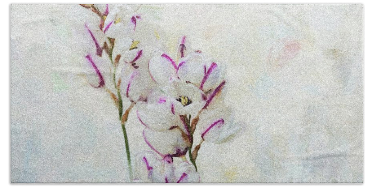 Flower Beach Towel featuring the mixed media Flower Buds by Eva Lechner