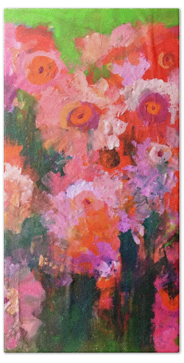Spring Flowers Beach Towel featuring the painting Flower Garden by Nancy Merkle